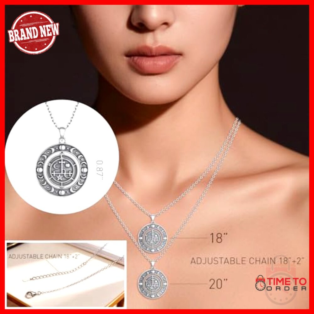 Sterling Silver Rotatable Moon Phase Pendant Neck… - image 7